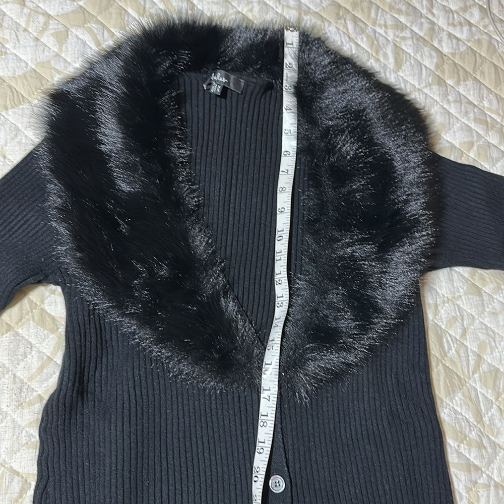 Lulu's Black Cardigan with Faux Fur Collar - Picture 10 of 10